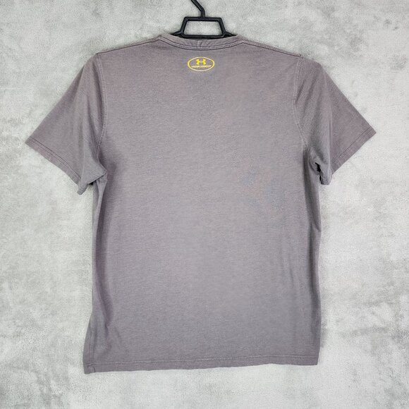Mens Gray Under Armour HeatGear Loose Fit T Shirt Camouflage Logo Short Sleeve L - Picture 6 of 11